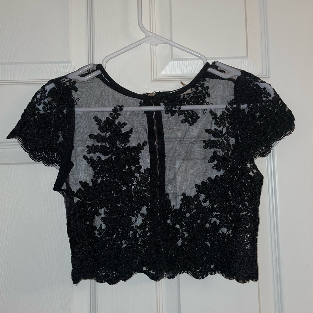 Black lace mesh shirt